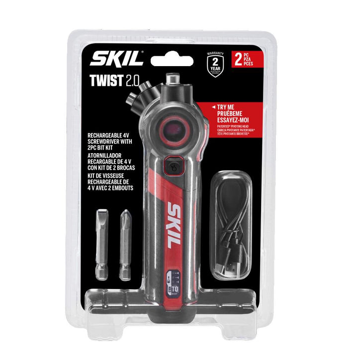 SKIL Twist 2.0 Rechargeable 4V Screwdriver with 2-Piece Bit Kit
