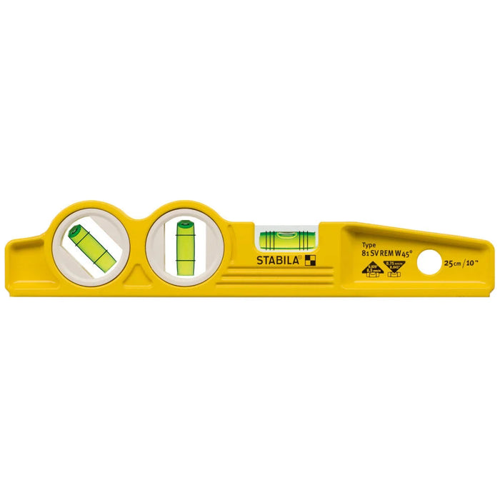STABILA Die Cast Magnetic Torpedo with 45-degree vial and V-groove frame