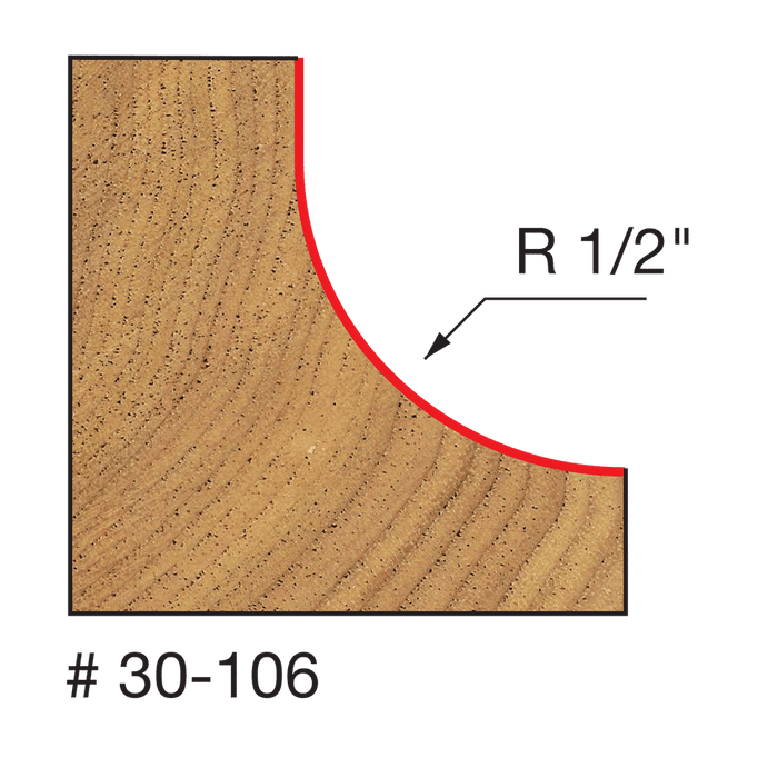 Freud 30-106 1/2" Radius Cove Bit with 1/4" Shank