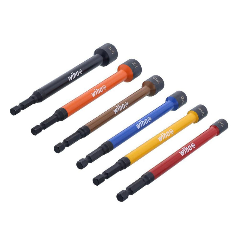 Wiha 70486 Color Coded Magnetic Nut Setter SAE 6 Pc. Set — Contractor ...