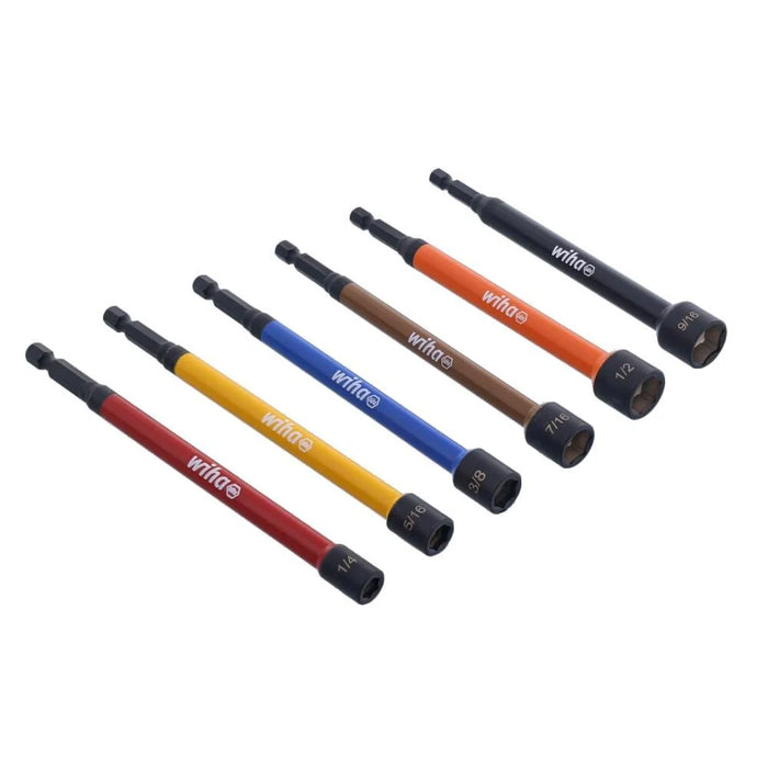Wiha 70486 Color Coded Magnetic Nut Setter SAE 6 Pc. Set