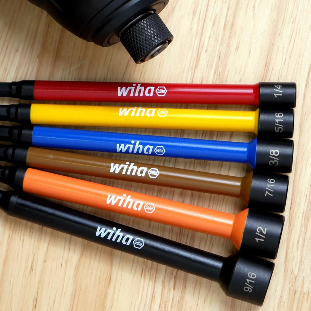 Wiha 70486 Color Coded Magnetic Nut Setter SAE 6 Pc. Set — Contractor ...