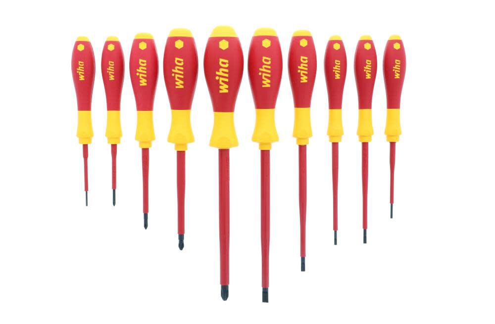 Wiha 32093 Slotted and Phillips Insulated Screwdriver Set, 1000 Volt, 10 Piece