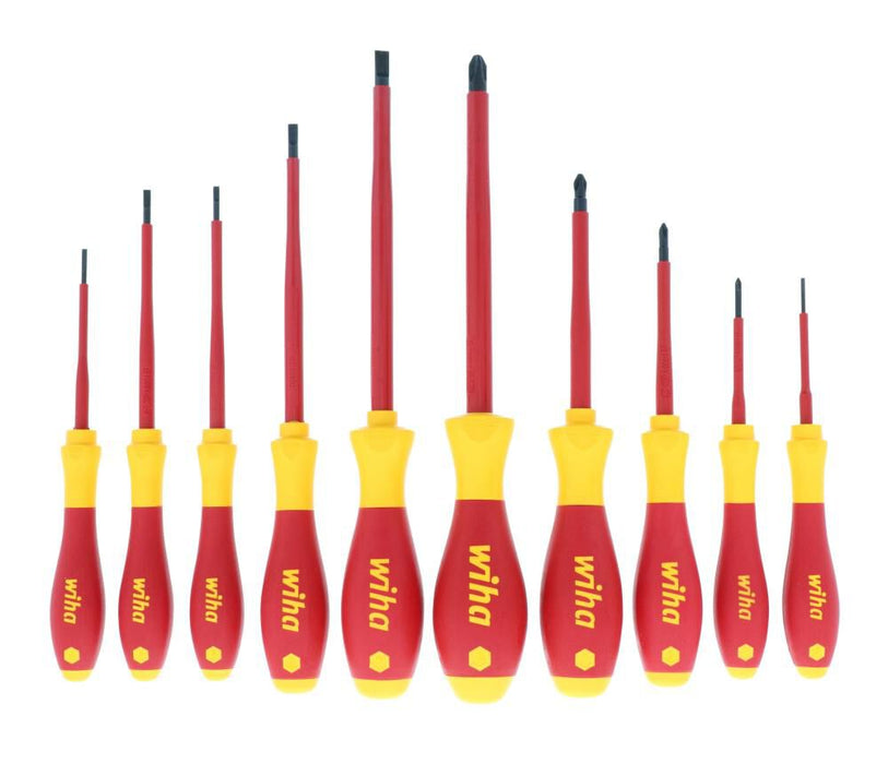Wiha 32093 Slotted and Phillips Insulated Screwdriver Set, 1000 Volt, 10 Piece