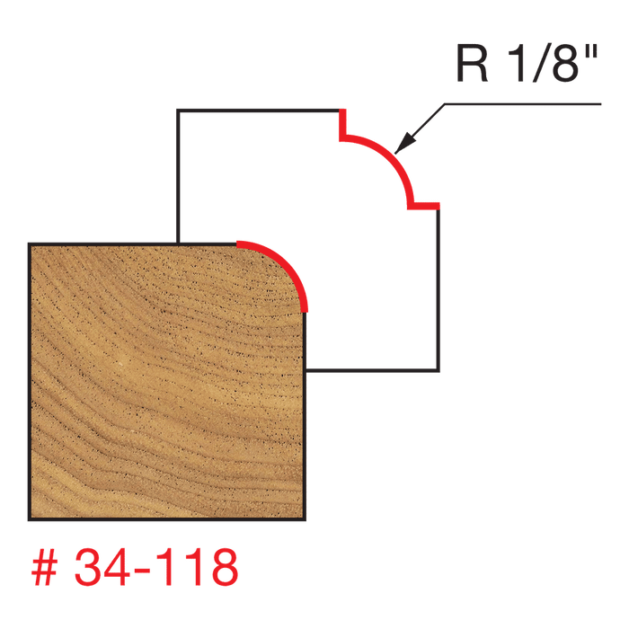 Freud 34-118 1/8" Radius Rounding Over Bit with 1/2" Shank