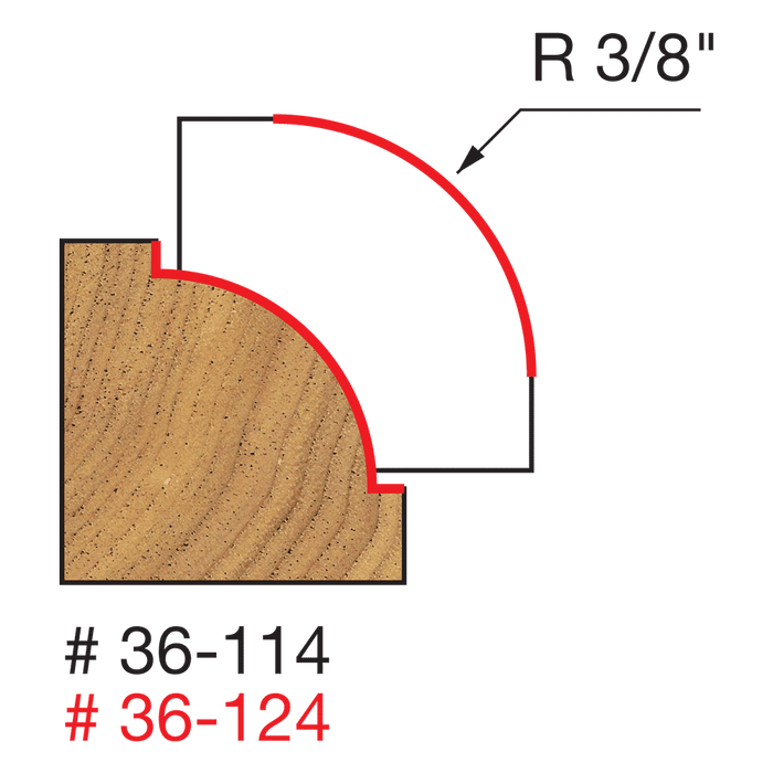 Freud 36-114 3/8" Radius Beading Bit with 1/4" Shank