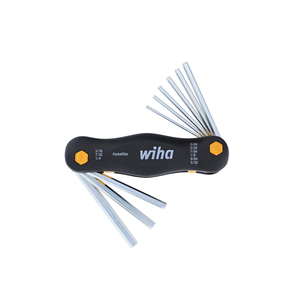 Wiha 35197 Inch Pocket Star Fold Up Key Set with Large Ergo Handle, 9 ...