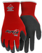 Ninja® Flex Work Gloves 15 Gauge Red Nylon Shell Gray Latex Coated Palm and Fingertips