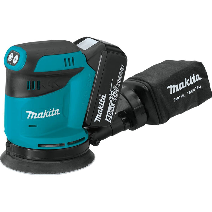 Makita XOB01T - 18V LXT Lithium-Ion Cordless 5" Random Orbit Sander Kit, 3-speed, bag (5.0Ah)