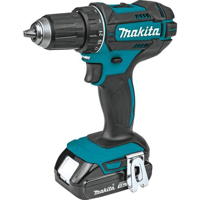 Makita XFD10SY - 18V LXT Lithium-Ion Compact Cordless 1/2" Driver-Drill Kit, 480 in. lbs. torque, var. spd., rev., L.E.D. Light, case (1.5Ah)