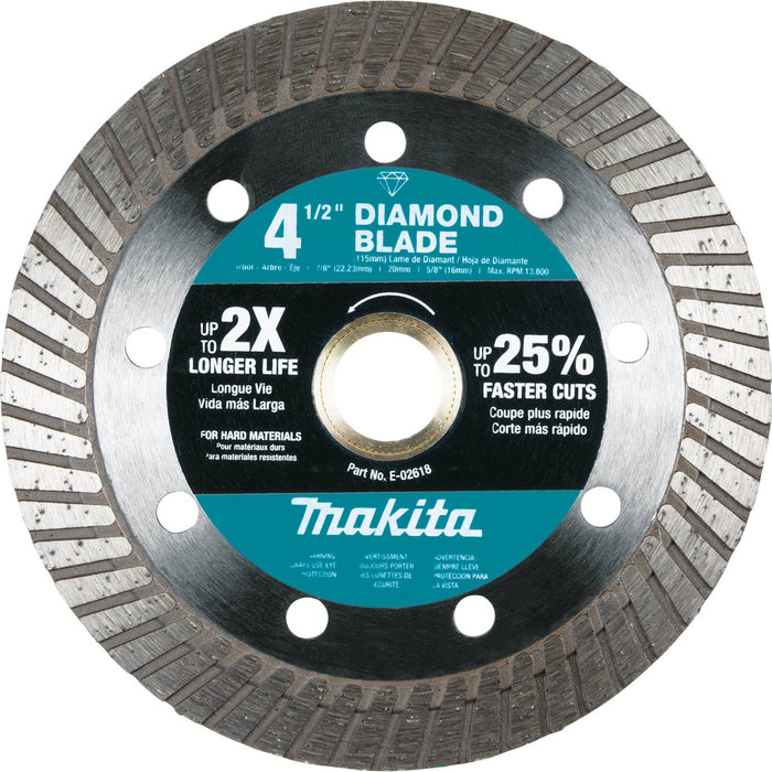 Makita E-02618 - 4-1/2" Diamond Blade, Turbo, Hard Material