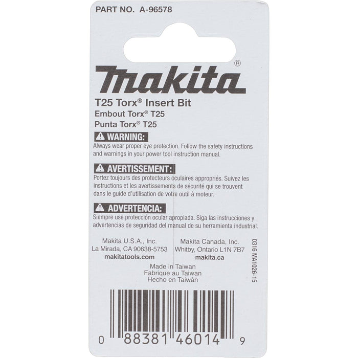 Makita Impact X T25 Torx 1″ Insert Bit (2-Pack)
