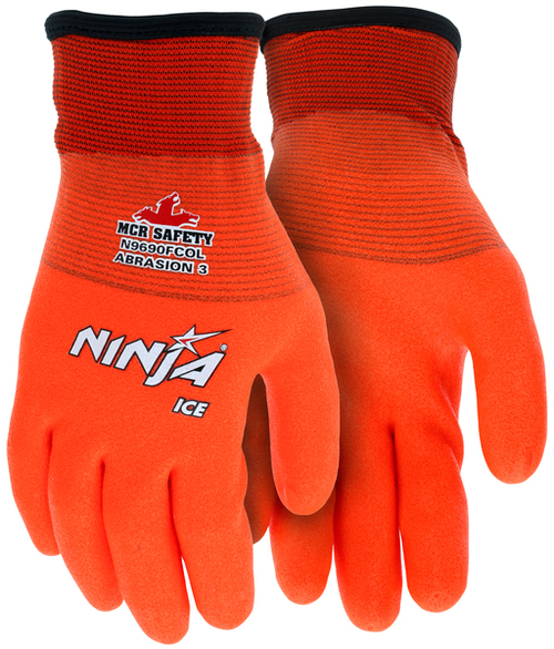 Ninja® Ice Insulated Work Gloves 15 gauge Orange Nylon with Acrylic Terry Interior Fully Coated with HPT