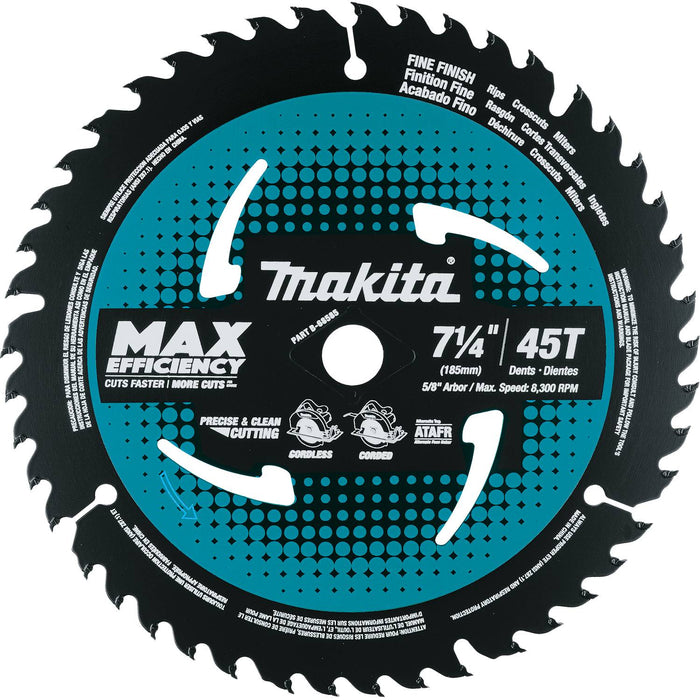 7-1/4" 45T Carbide-Tipped Max Efficiency Saw Blade, Fine Crosscutting