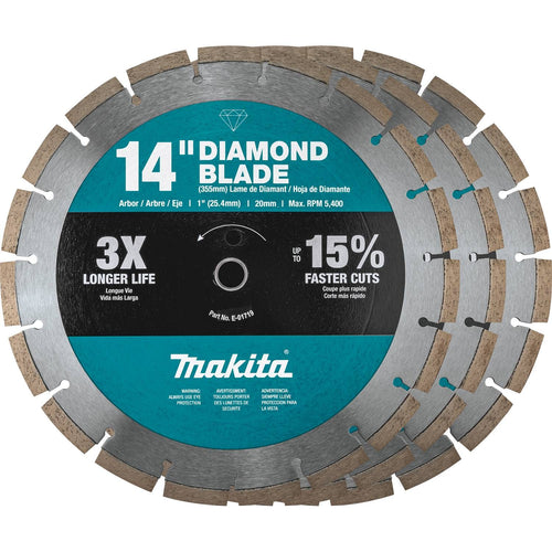 Makita B-69646 - 14" Diamond Blade, Segmented, General Purpose, Contractor 3/pk