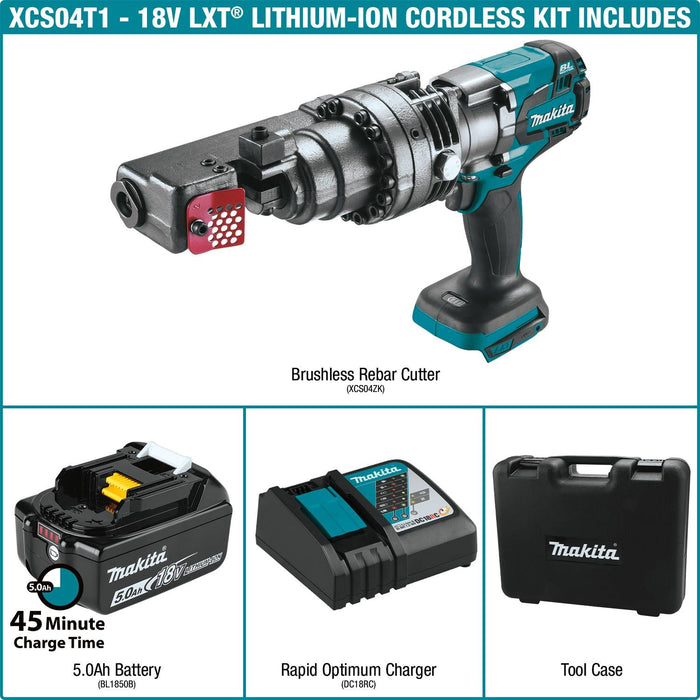 Makita (XCS04T1) 18V LXT Lithium-Ion Brushless Cordless Rebar Cutter Kit, case, with one battery (5.0Ah)