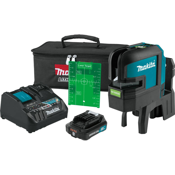 Makita (SK106GDNAX) 12V Max CXT Self-Leveling Cross-Line/4-Point Green Laser Kit, bag, with one battery (2.0Ah)