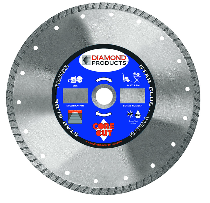 Diamond Products 74961 7" X .095 X DIA-7/8" Star Blue Turbo Blade