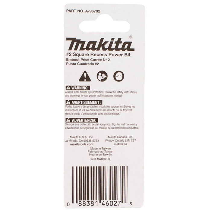 Makita (A-96702) Impact X #2 Square Recess 2″ Power Bit (2-Pack)