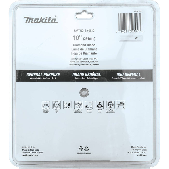 Makita B-69630 - 10" Diamond Blade, Segmented, General Purpose