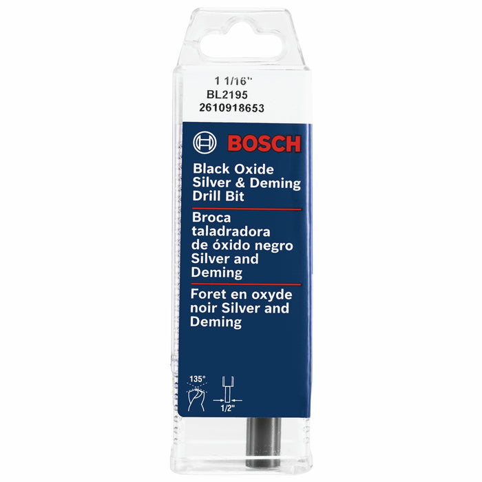 Bosch (BL2195) 1-1/16 In. x 6 In. Fractional Reduced Shank Black Oxide Drill Bit