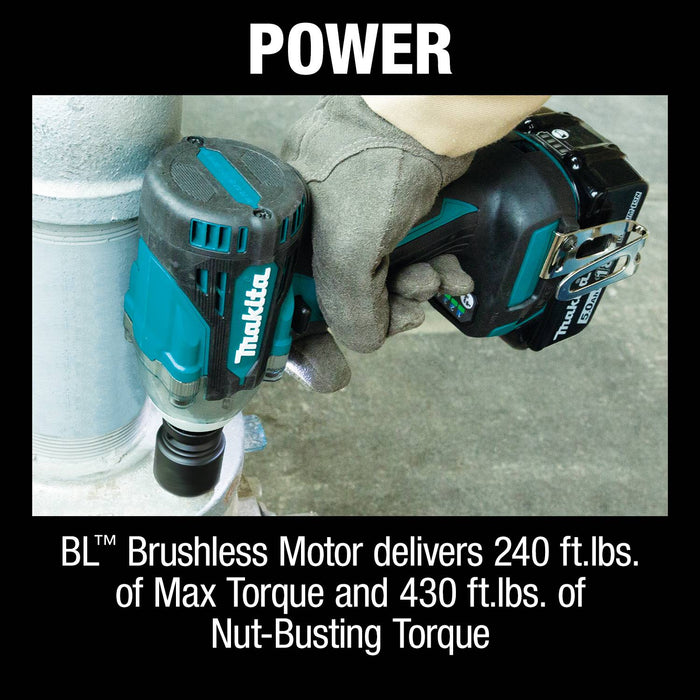 Makita 18V LXT 1/2in Sq Drive Impact Wrench Kit with Friction Ring Anvil