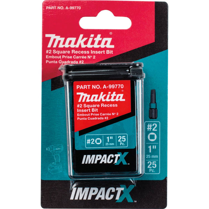 Makita Impact X #2 Square Recess 1″ Insert Bit (25-Pack)