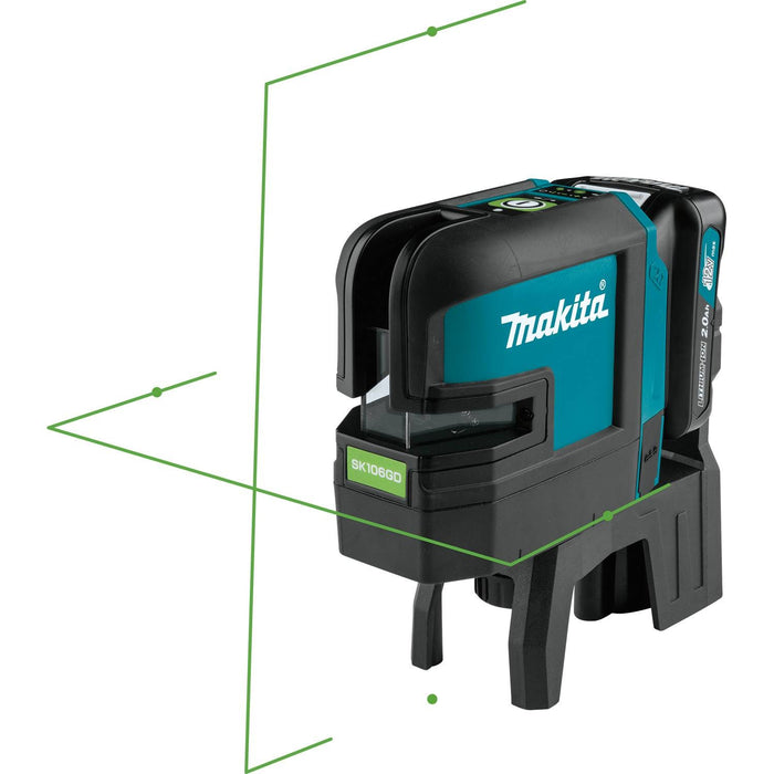 Makita (SK106GDNAX) 12V Max CXT Self-Leveling Cross-Line/4-Point Green Laser Kit, bag, with one battery (2.0Ah)
