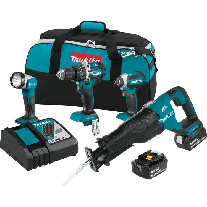 Makita (XT447T) 18V LXT Lithium-Ion Brushless Cordless 4 Pc. Combo Kit