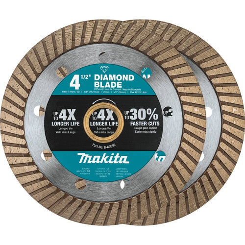 Makita B-69705 - 4-1/2" Diamond Blade, Turbo, General Purpose, 2/pk
