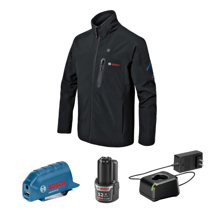 Bosch GHJ12V-203XLN12 - 12V Max Heated Jacket Kit with Portable Power Adapter - Size 3X Large