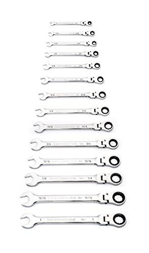 GEARWRENCH 14-Piece Wrench, Ratchet Flex Combo Set 12 Point 90T, SAE