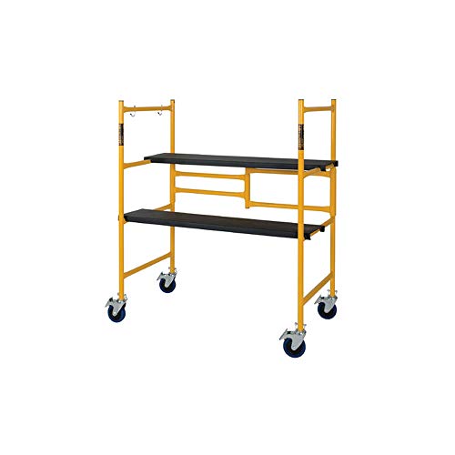 MetalTech Versatile 500 Pound Load Capacity 4 Foot High Portable Adjustable Platform Basic Mini Mobile Scaffolding Ladder with Locking Wheels
