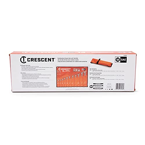Crescent 14-Piece 12 Point SAE Combination Wrench Set with Tool Roll