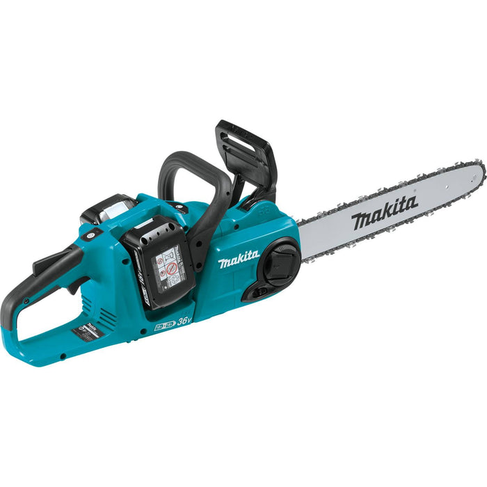 Makita (XCU04PT)18V LXT Brushless 16" Chain Saw Kit, dual port charger (5.0Ah)