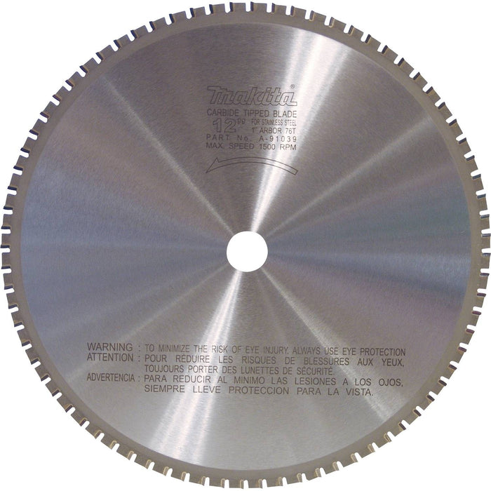 12 in. (76T) Carbide-Tipped Metal Cutting Blade, Stainless Steel
