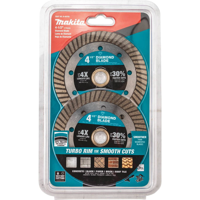 Makita B-69705 - 4-1/2" Diamond Blade, Turbo, General Purpose, 2/pk
