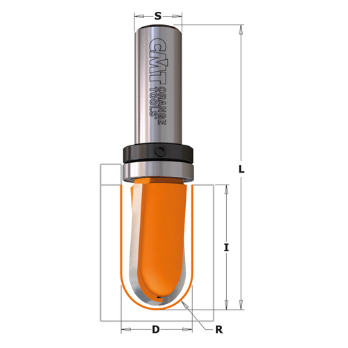 ROUND NOSE BIT R=5/16'' 5/8''x3/8''x2'' S=1/4''