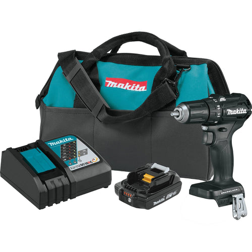 Makita XFD11R1B - 18V LXT Lithium-Ion Sub-Compact Brushless Cordless 1/2" Driver-Drill Kit, 2-speed, var. spd., L.E.D. Light, bag, with one battery (2.0Ah)