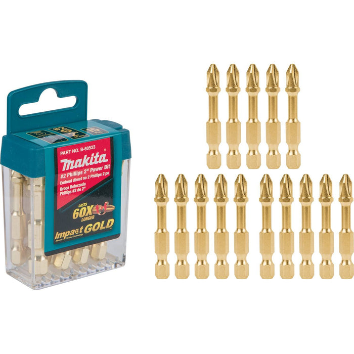 Impact GOLD #2 Phillips 2″ Power Bit, 15/pk