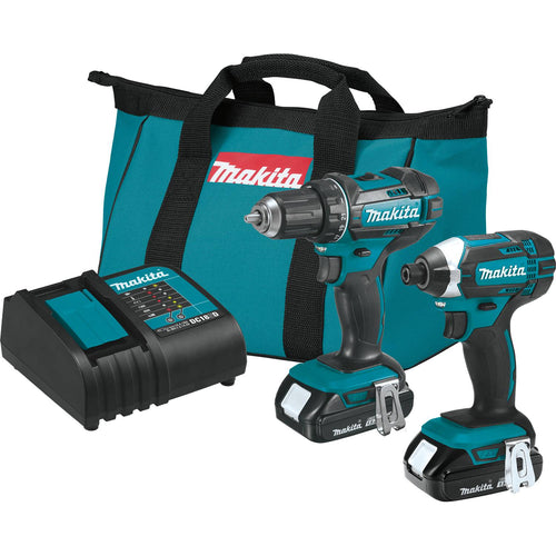 Makita CT225SYX - 18V LXT Lithium-Ion Compact Cordless 2 Pc. Combo Kit, XFD10Z, XDT11Z, bag (1.5Ah)