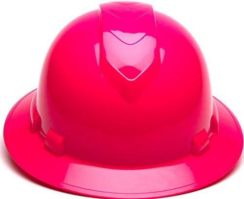 Pyramex Ridgeline Full Brim Hard Hat, 4-Point Ratchet Suspension, Hi-Vis Pink (Open-Box, Excellent Condition)