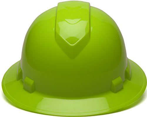 Pyramex Ridgeline Full Brim Hard Hat 4-Point Ratchet Suspension (Hi-Vis Lime)