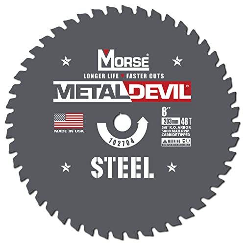 MK Morse Devil CSM848FSC, Circular Saw Blade, Carbide Tipped, Steel Cutting, 8 inch, 1 Pack