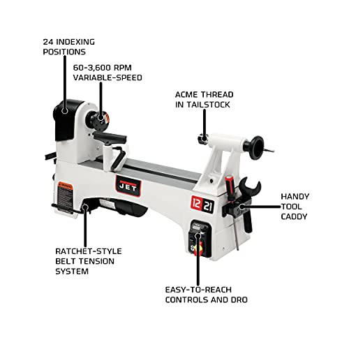 JET 12 In. x 21 In. Variable Speed Wood Lathe