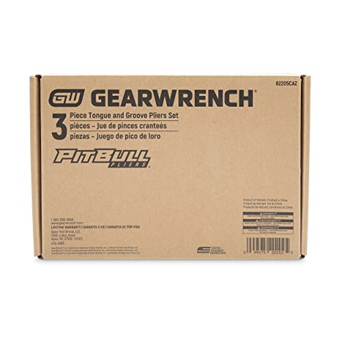 GEARWRENCH (82205CAZ) Pitbull Auto-Bite Tongue & Groove Dual Material Pliers with K9 Jaws - 3 Piece Mixed Set
