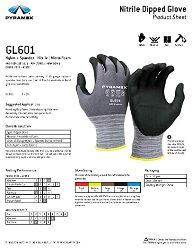 Pyramex General Purpose Micro-Foam Nitrile Gloves (1-Pair/Size Large)