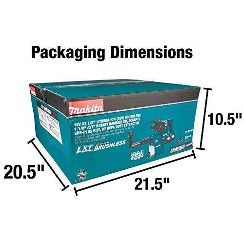 Makita (XRH08PT) 18V (X2 36V) LXT Lithium-Ion Brushless Cordless 1-1/8" AVT Rotary Hammer, accepts SDS-PLUS bits