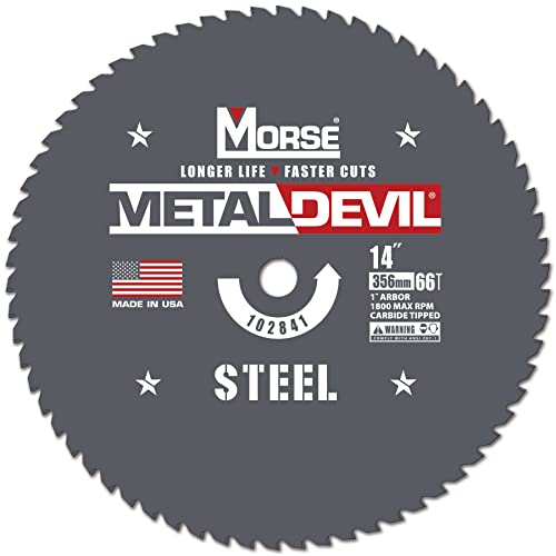 MK Morse Devil Circular Saw Blade, Carbide Tipped, Steel Cutting, 14In (1-Pack)