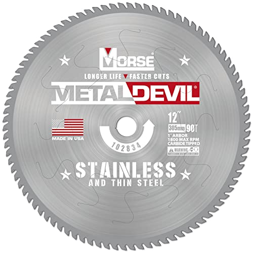 MK Morse Devil CSM1290FSSC, Circular Saw Blade, Carbide Tipped, Stainless Steel Cutting, 12 inch, 1 Pack